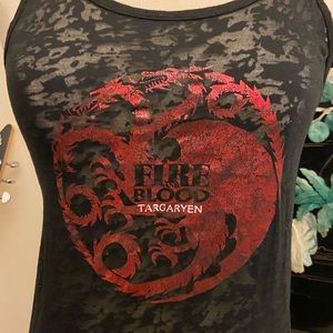 Game of Thrones Fire and Blood Targaryen Black Burnout Tank. Size XS-S.
